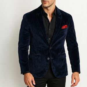 Old Navy Blazer Mens M Tall Navy Blue Velvet Dress Formal Evening Jacket NYE